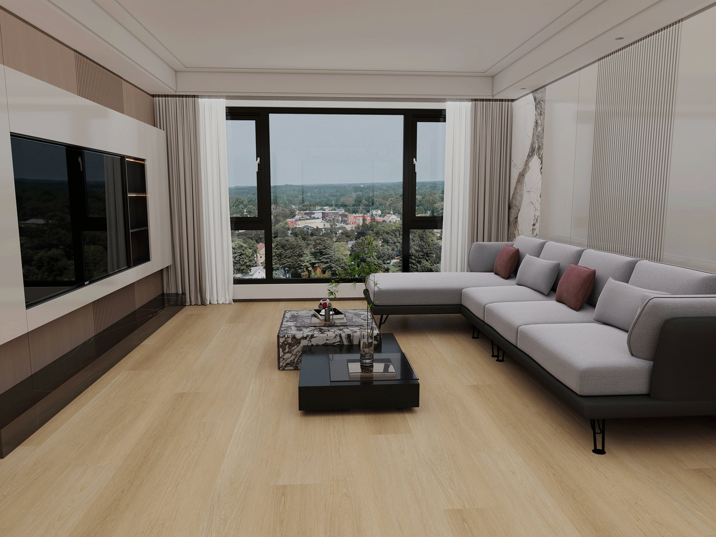 A room finished in Berlin Loft Whisper Woods Lite flooring