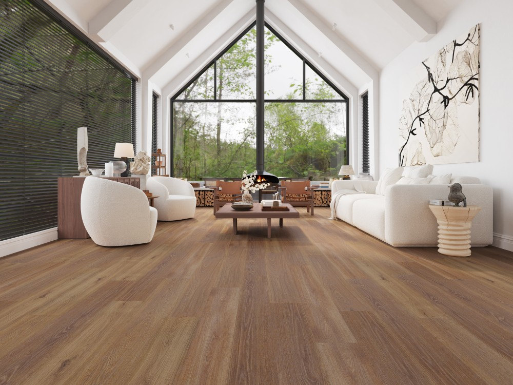 A room finished in Forged Brown Blue Armor flooring