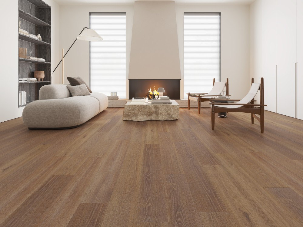 A room finished in Forged Brown Blue Armor flooring