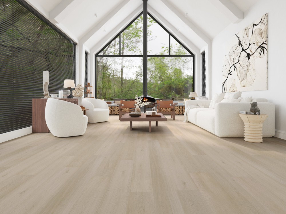 A room finished in Fortified Wood Blue Armor flooring