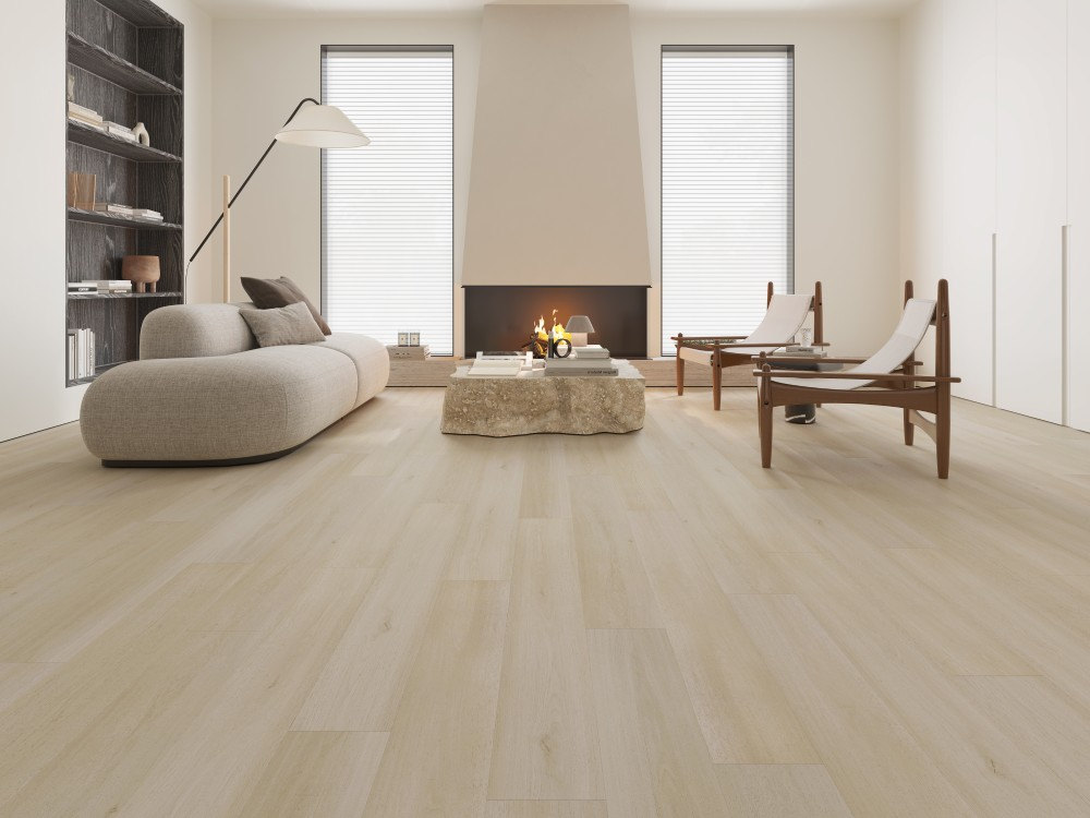 A room finished in Fortified Wood Blue Armor flooring