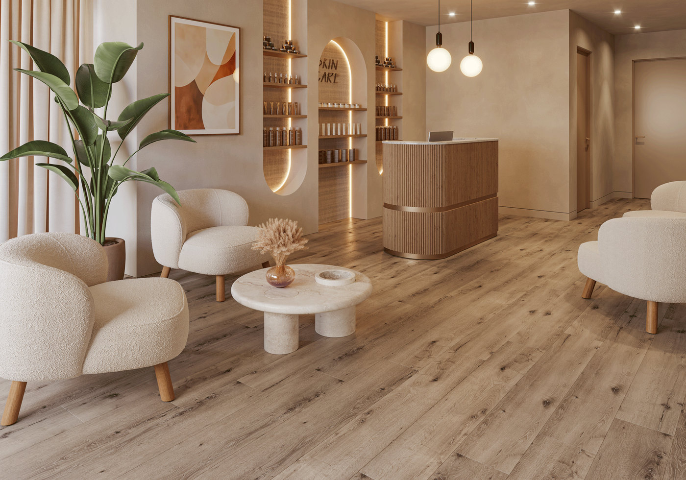 A room finished in Harvest Iris 8mm flooring