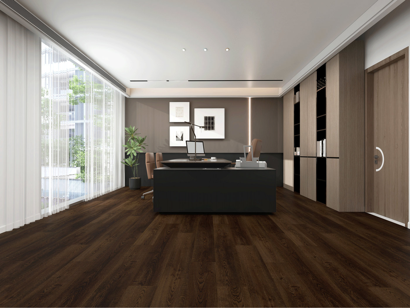 A room finished in Madagascar Oak Whisper Woods Lite flooring
