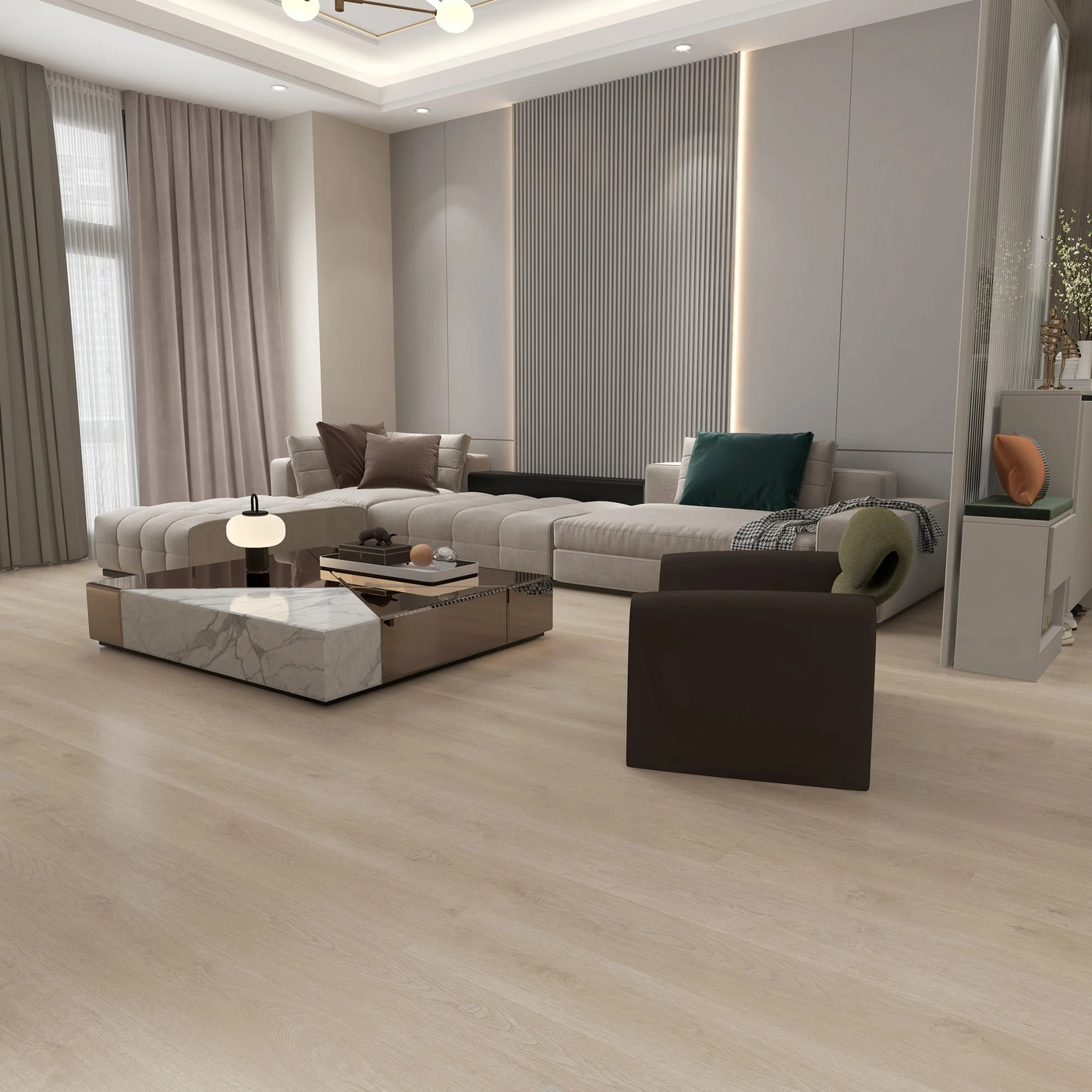 A room finished in Oslo Ash Whisper Woods Lite flooring