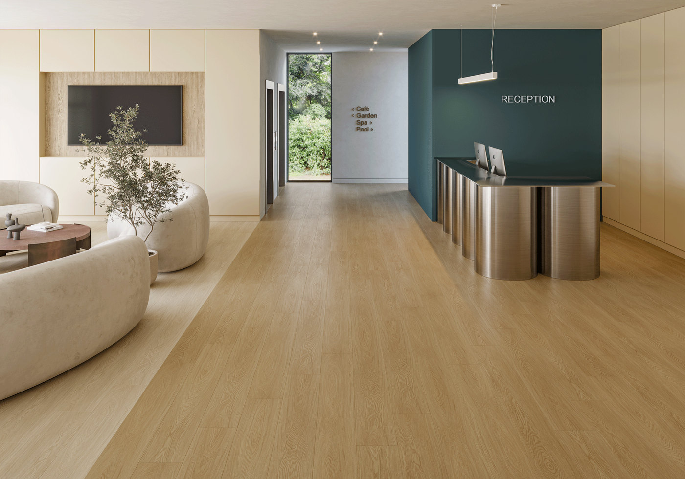 A room finished in Palm Coast Iris 8mm flooring