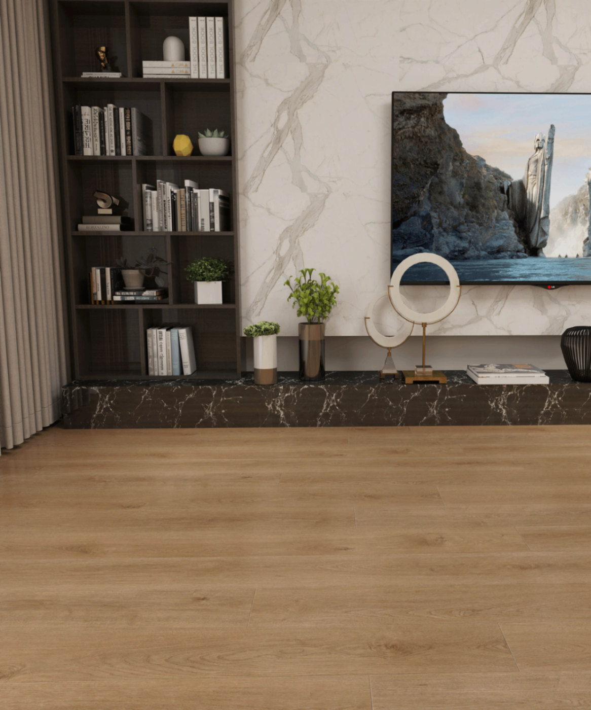 A room finished in Sevilla Oak Whisper Woods Lite flooring