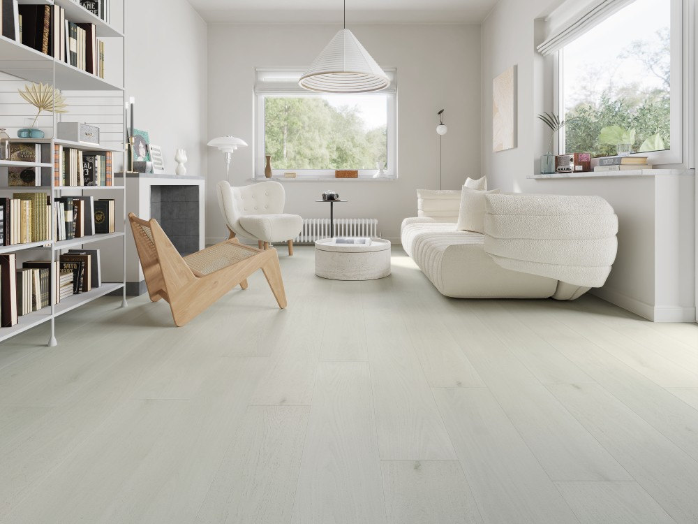 A room finished in White Knight Blue Armor flooring
