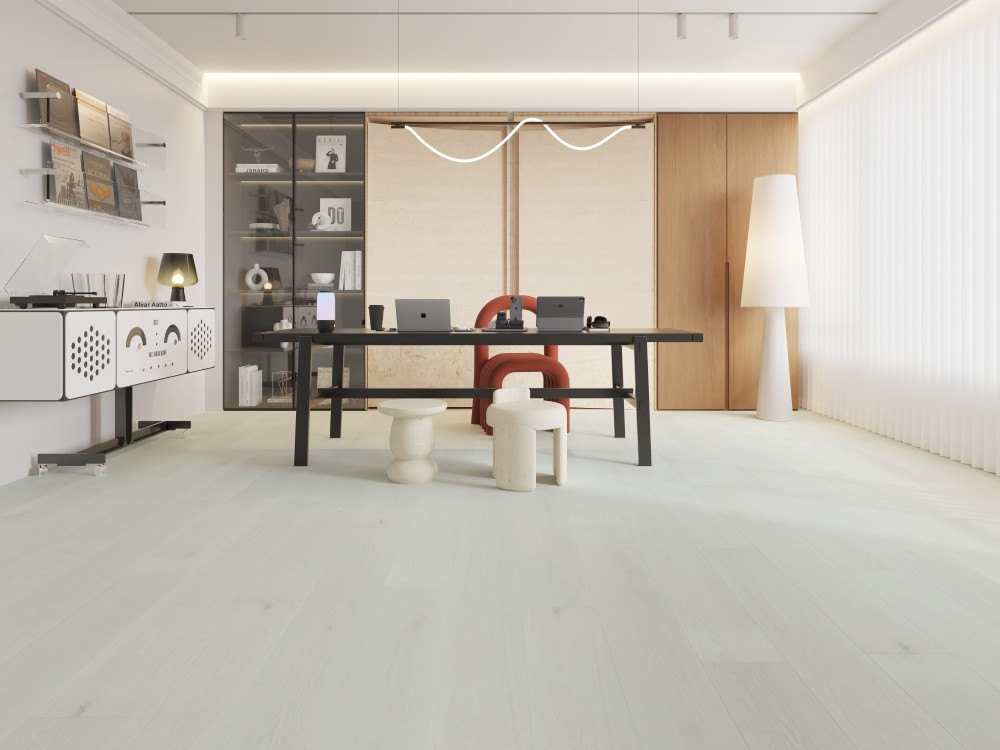 A room finished in White Knight Blue Armor flooring