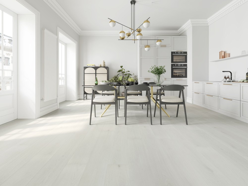 A room finished in White Knight Blue Armor flooring