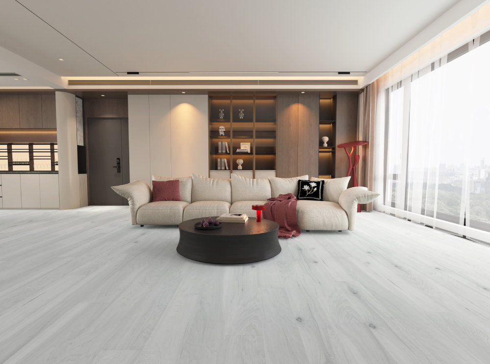A room finished in Winter Keep Blue Armor flooring